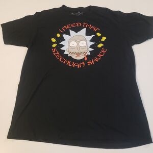 Black Rick and Morty "I need that Szechuan sauce" graphic tee shirt size L